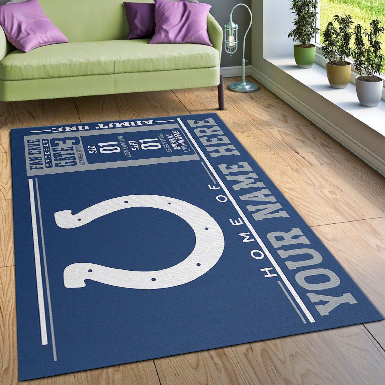 Customizable Indianapolis Colts Wincraft Personalized NFL Team Logos Area Rug, Kitchen Rug, Christmas Gift US Decor - Indoor Outdoor Rugs