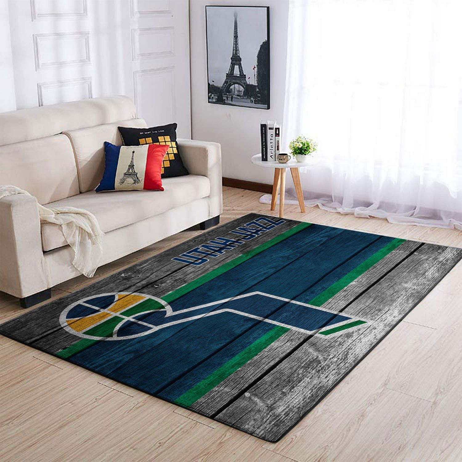 Utah Jazz Nba Team Logo Wooden Style Nice Gift Home Decor Rectangle Area Rug - Indoor Outdoor Rugs