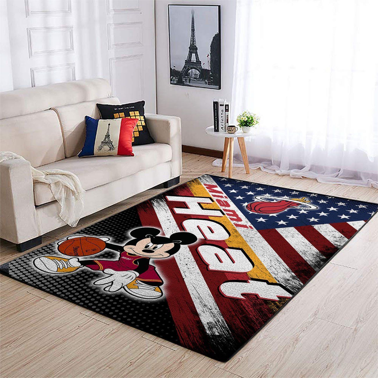 Miami Heat Nba Team Logo Mickey Us Style Nice Gift Home Decor Rectangle Area Rug - Indoor Outdoor Rugs