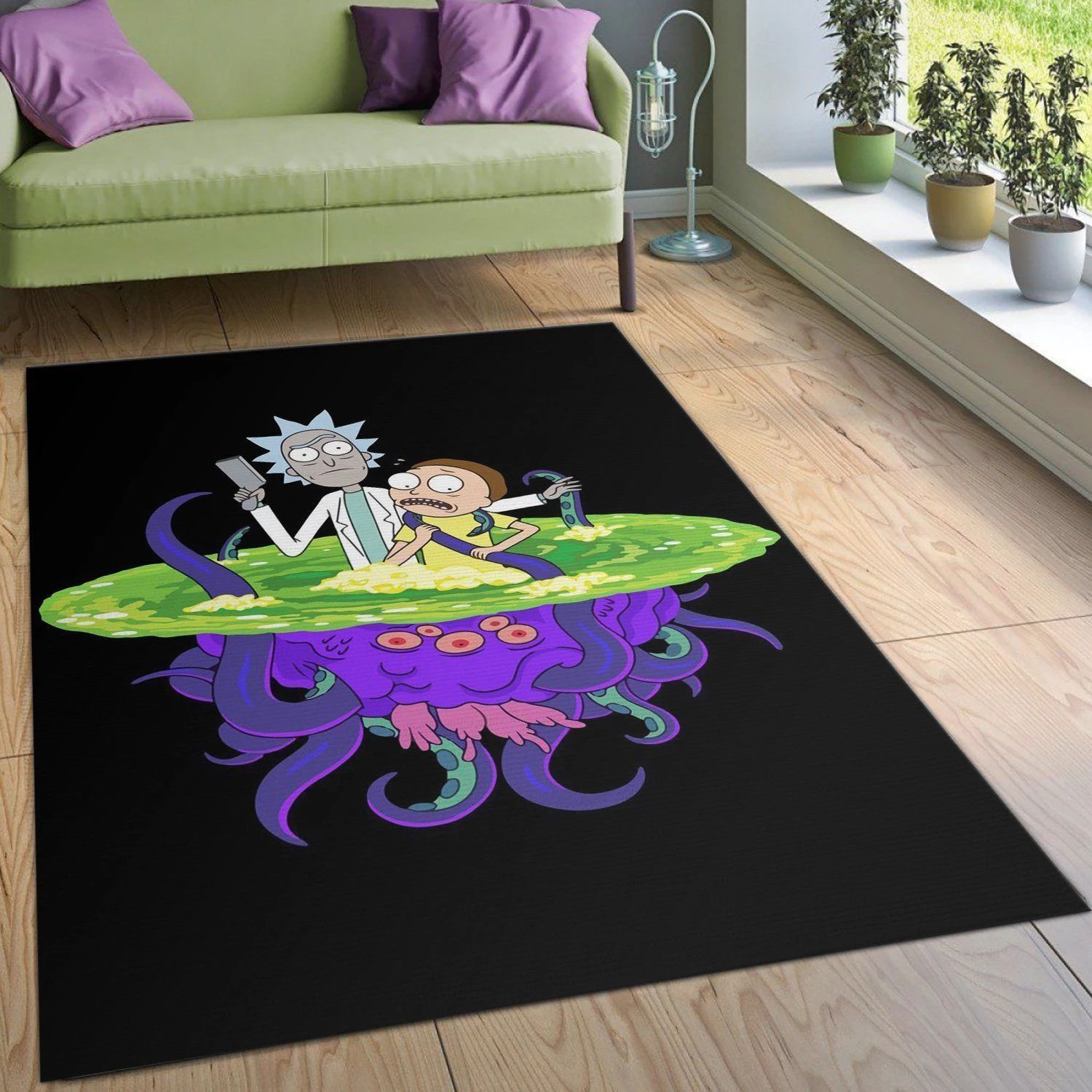 Rick And Morty Portal Area Rug For Christmas Bedroom Rug Home Decor Floor Decor - Indoor Outdoor Rugs