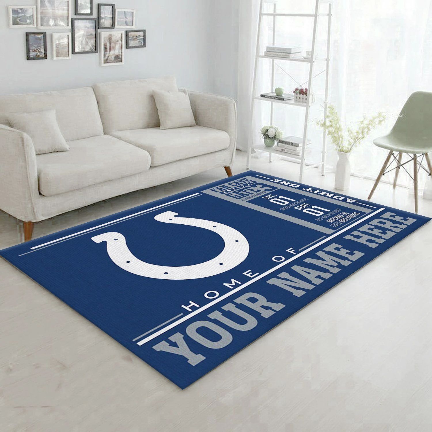 Customizable Indianapolis Colts Wincraft Personalized NFL Team Logos Area Rug, Kitchen Rug, Christmas Gift US Decor - Indoor Outdoor Rugs