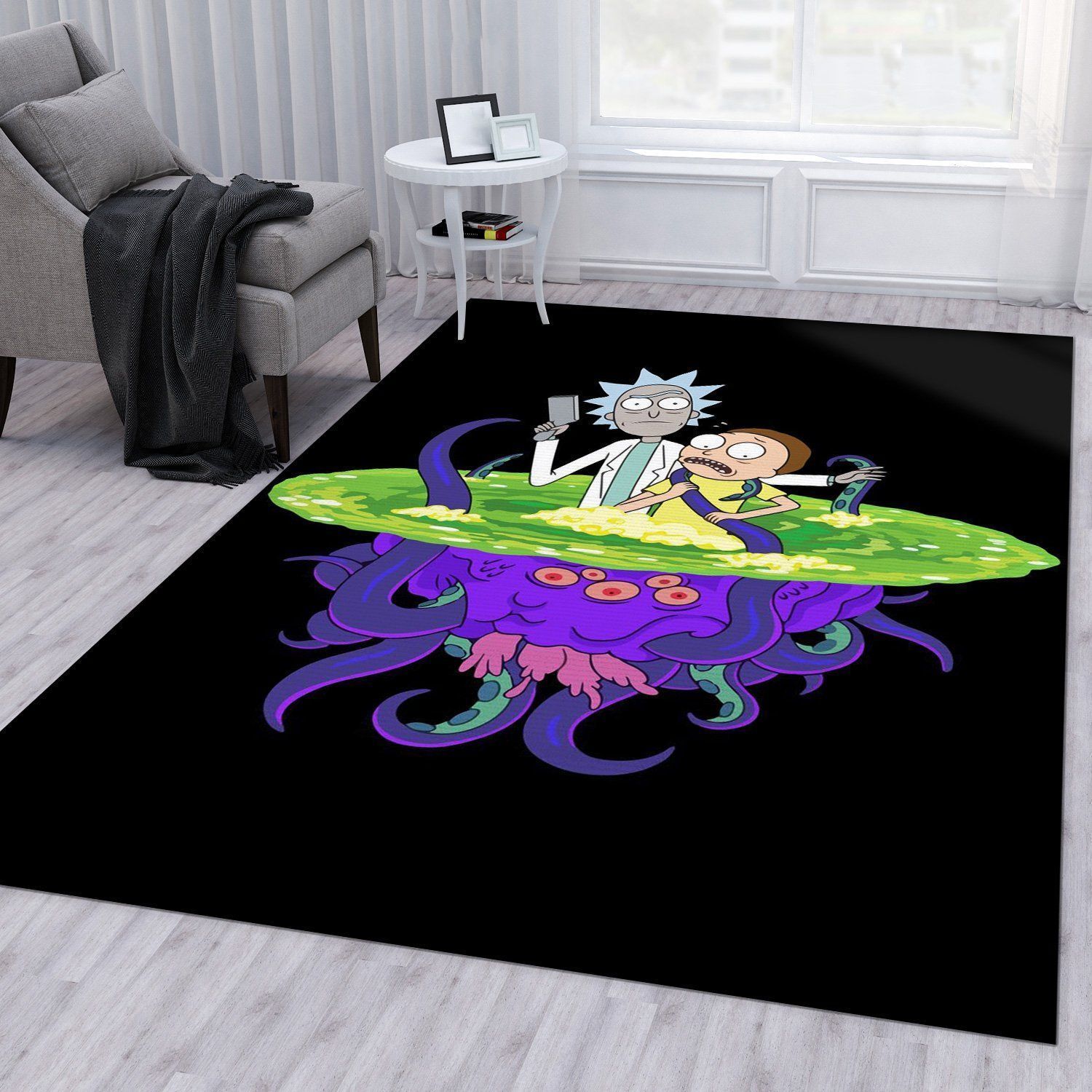 Rick And Morty Portal Area Rug For Christmas Bedroom Rug Home Decor Floor Decor - Indoor Outdoor Rugs