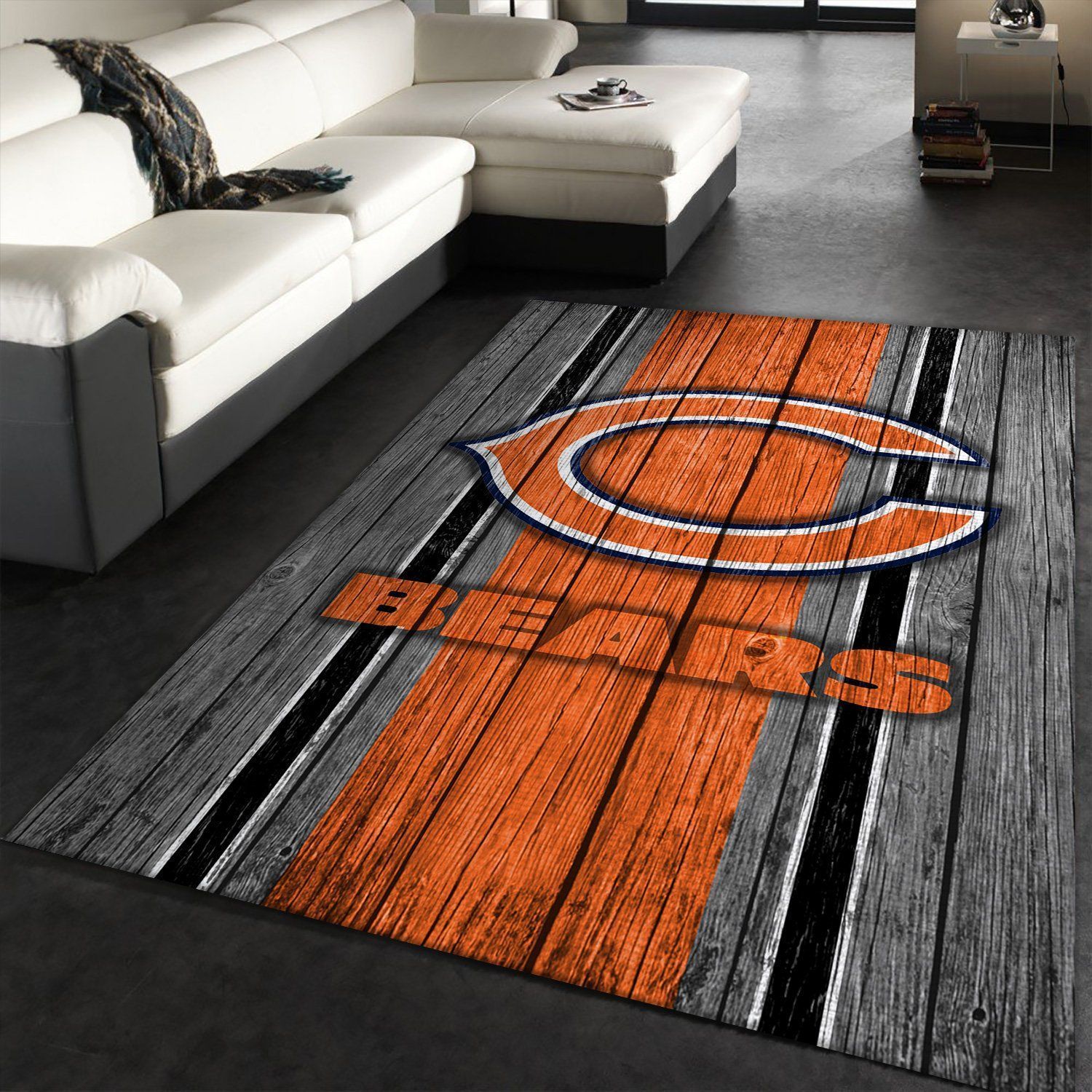 Chicago Bears NFL Team Logo Wooden Style Style Nice Gift Home Decor Rectangle Area Rug - Indoor Outdoor Rugs