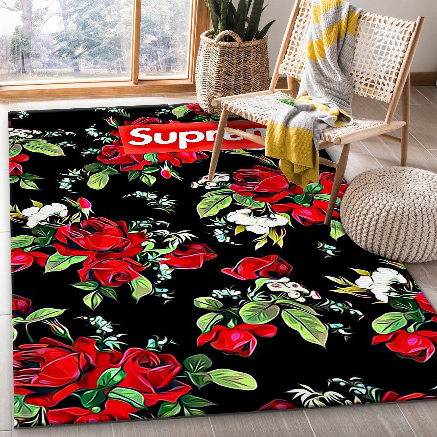 Supreme Rose V10 Area Rug Living Room Rug Home Decor Floor Decor - Indoor Outdoor Rugs