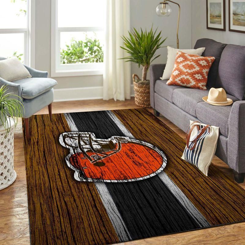 Cleveland Browns Nfl Rug Room Carpet Sport Custom Area Floor Home Decor V1 - Indoor Outdoor Rugs