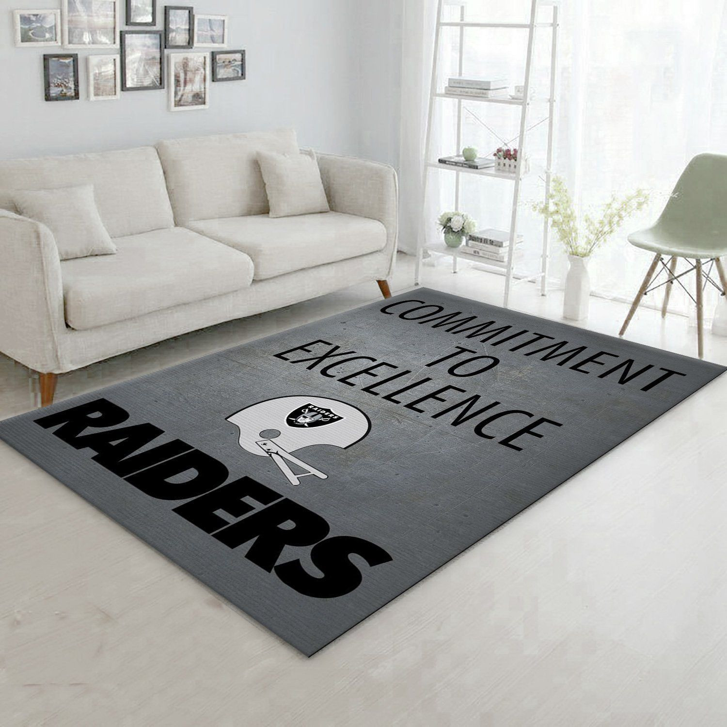 Raiders Commitment Nfl Football Team Area Rug For Gift Bedroom Rug US Gift Decor - Indoor Outdoor Rugs