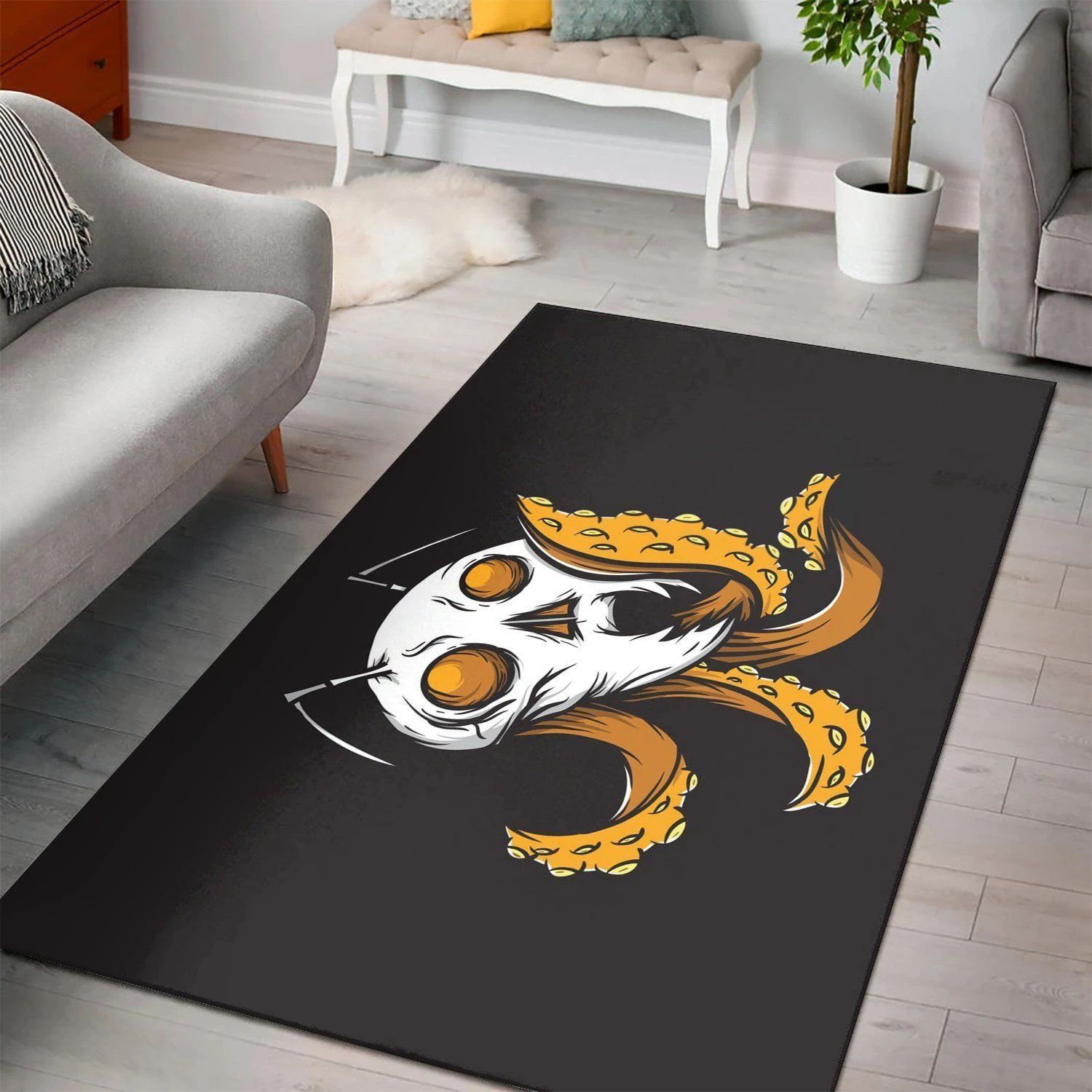 Ant Skull With Tentacle  Area Rug ,  Room Rugs, Floor Decor Home Decor - Indoor Outdoor Rugs