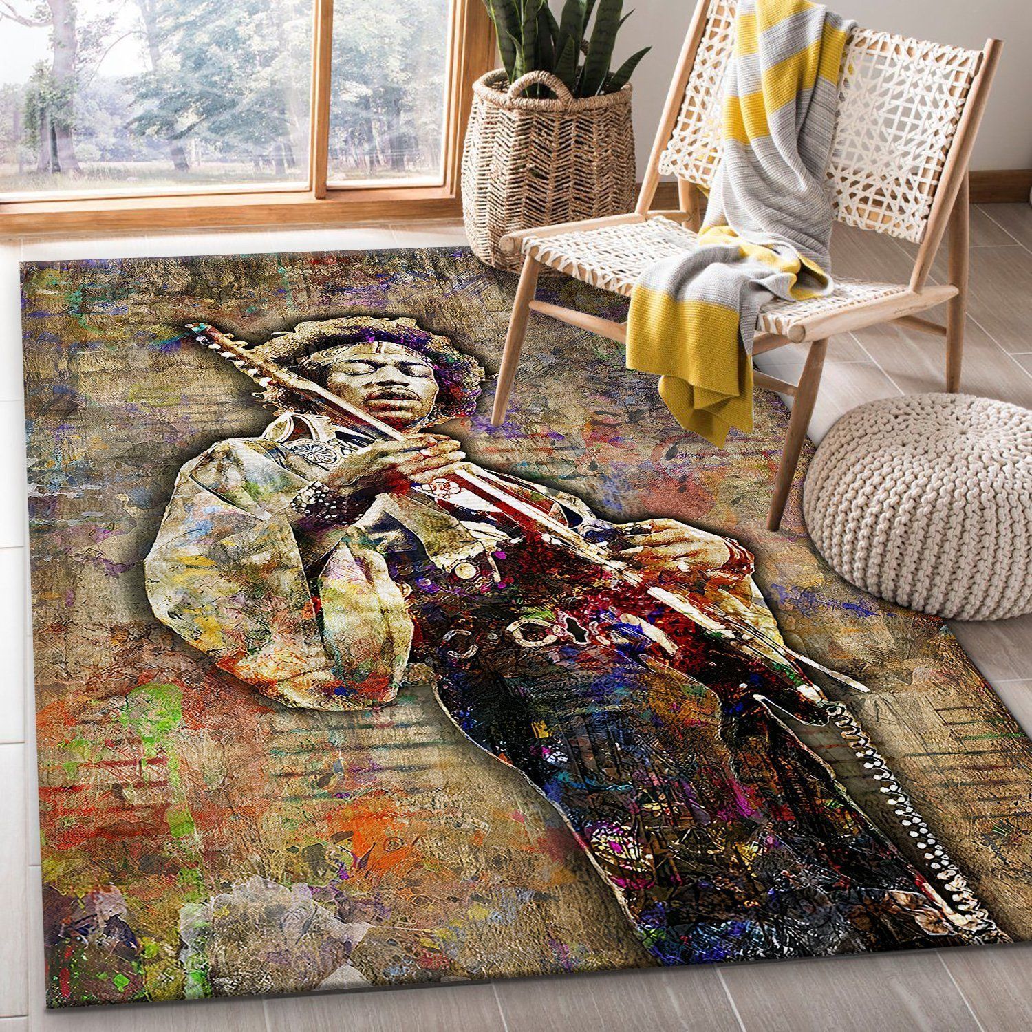 Jimi Hendrix Guitar Area Rug Rugs For Living Room Rug Home Decor - Indoor Outdoor Rugs