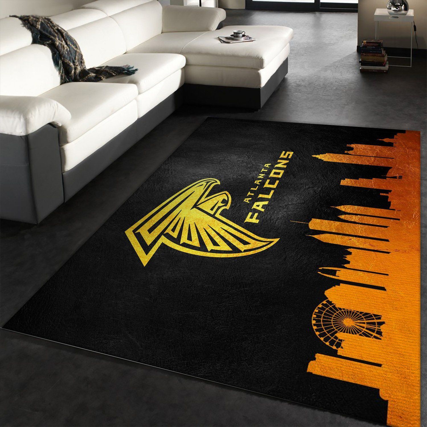 Atlanta Falcons Skyline NFL Area Rug, Bedroom, Home US Decor - Indoor Outdoor Rugs