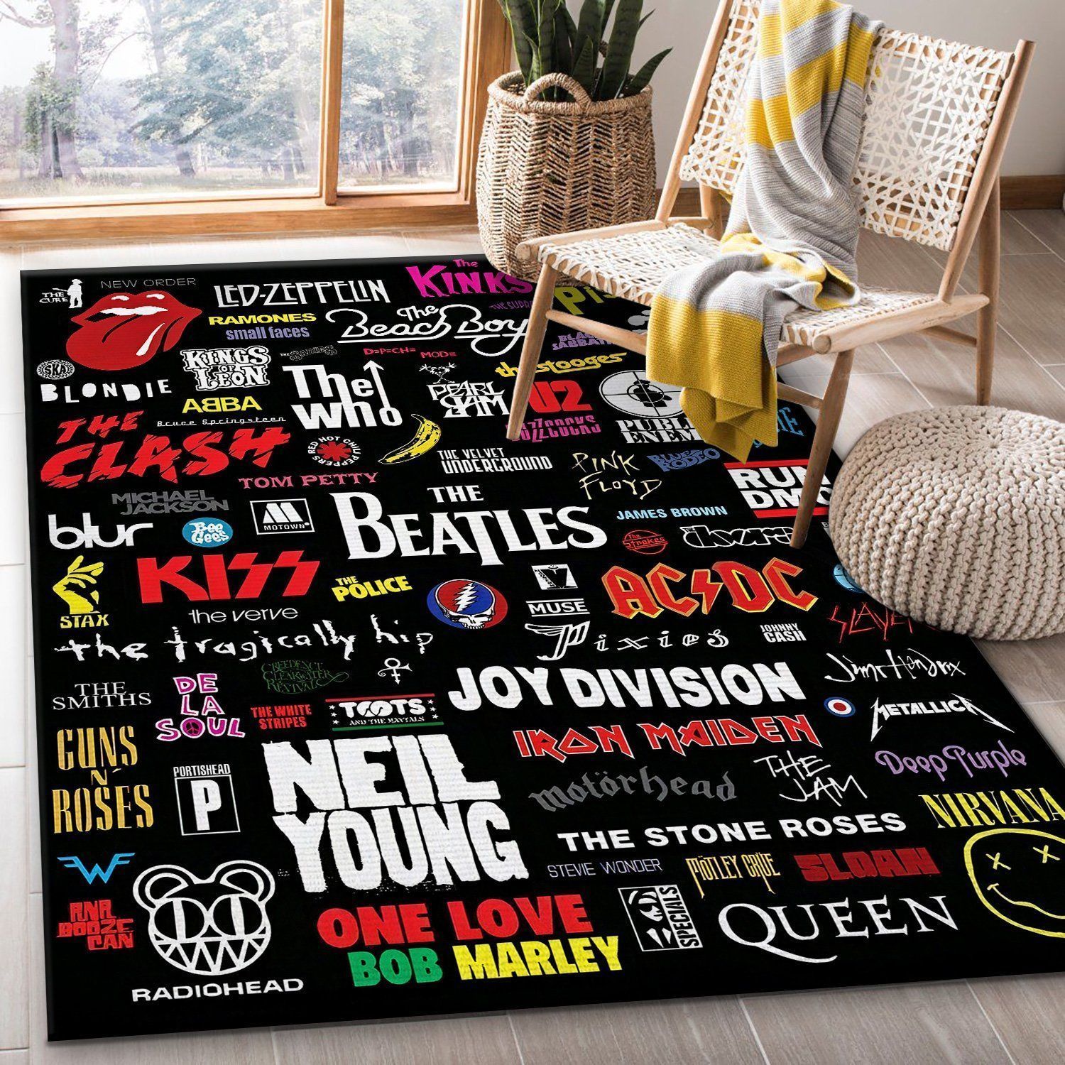 Rock Band Logos Area Rug Rugs For Living Room Rug Home Decor - Indoor Outdoor Rugs