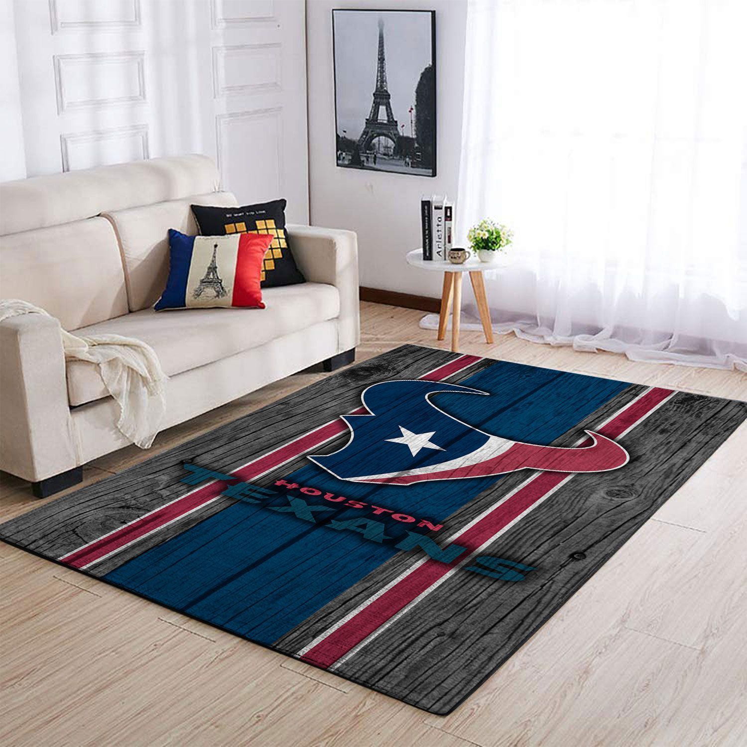 Houston Texans Nfl Team Logo Wooden Style Style Nice Gift Home Decor Rectangle Area Rug - Indoor Outdoor Rugs