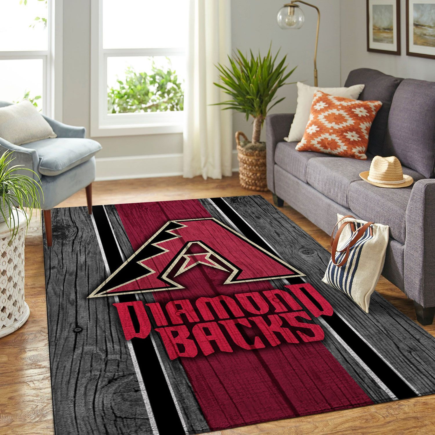 Arizona Diamondbacks Mlb Team Logo Wooden Style Style Nice Gift Home Decor Rectangle Area Rug - Indoor Outdoor Rugs