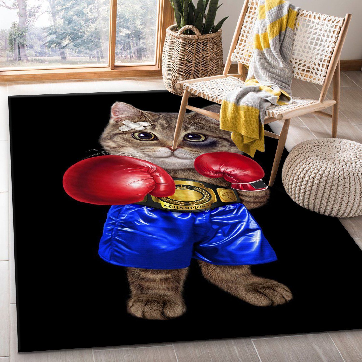 Boxer Champion Tabby Cat Area Rug Kitchen Rug Christmas Gift US Decor - Indoor Outdoor Rugs