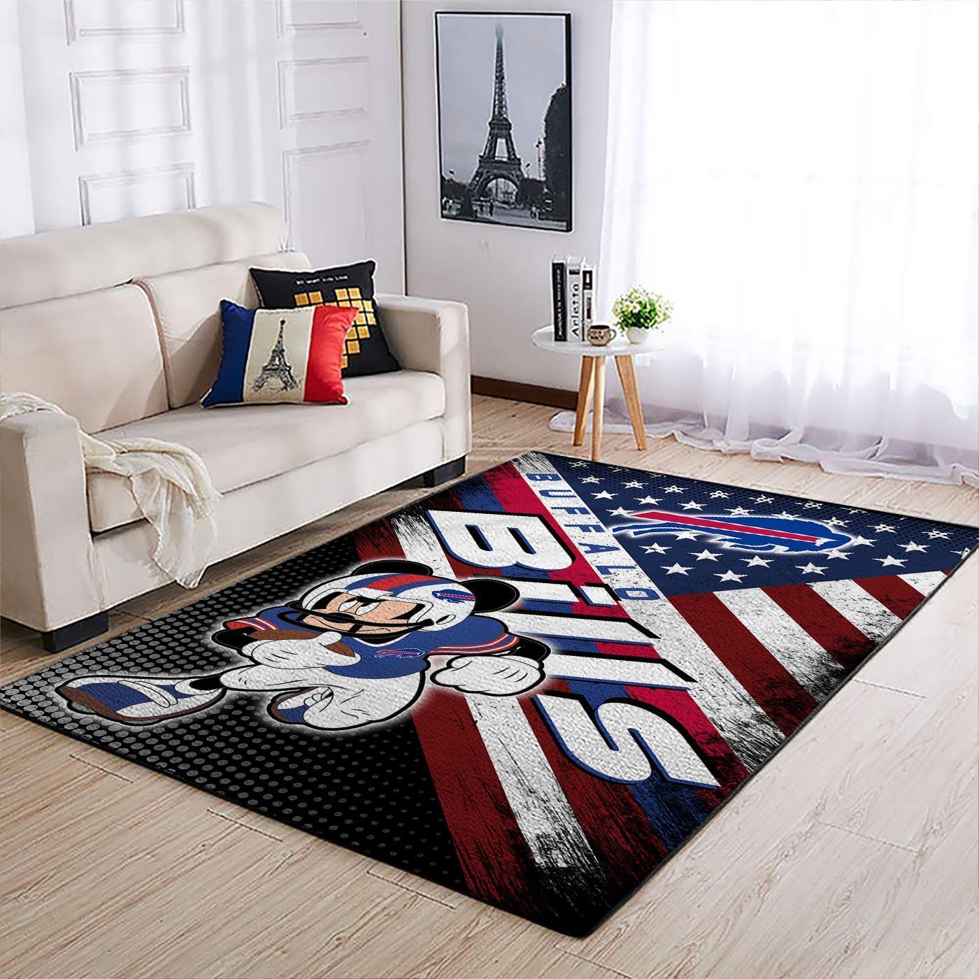 Buffalo Bills Nfl Team Logo Mickey Us Style Nice Gift Home Decor Area Rug Rugs For Living Room - Indoor Outdoor Rugs