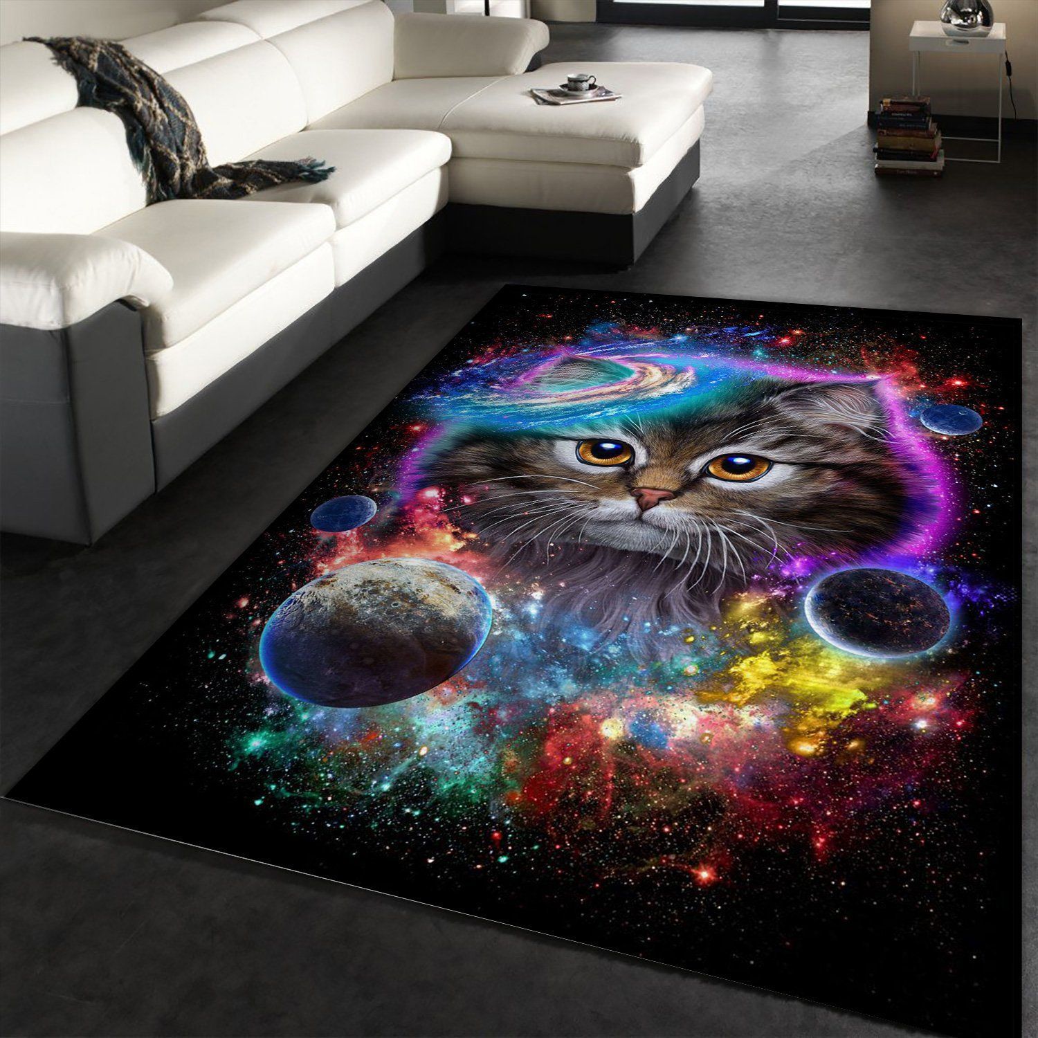 Cat In Galaxy Space Cosmos Area Rug Kitchen Rug US Gift Decor - Indoor Outdoor Rugs