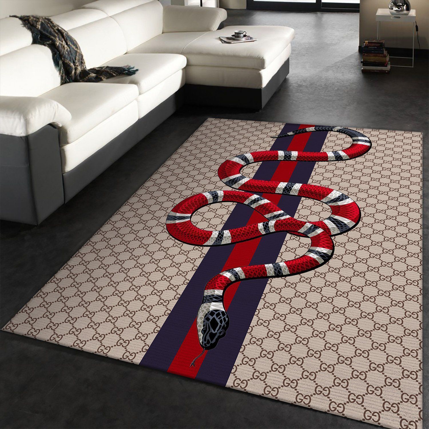 Gucci Snake Red Blue Area Rugs Living Room Carpet FN131107 Christmas Gift Floor Decor The US Decor - Indoor Outdoor Rugs