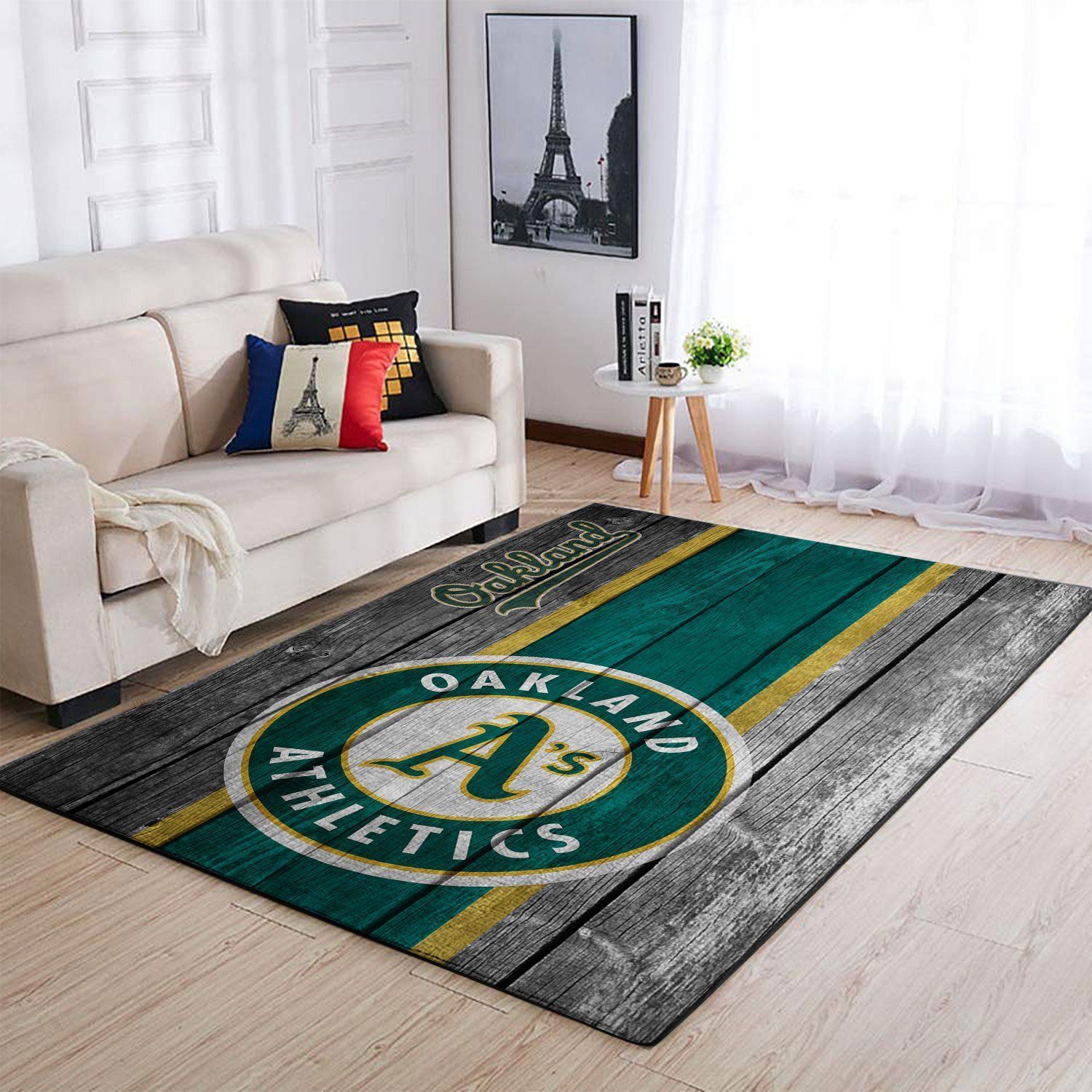 Oakland Athletics Mlb Team Logo Wooden Style Style Nice Gift Home Decor Rectangle Area Rug - Indoor Outdoor Rugs