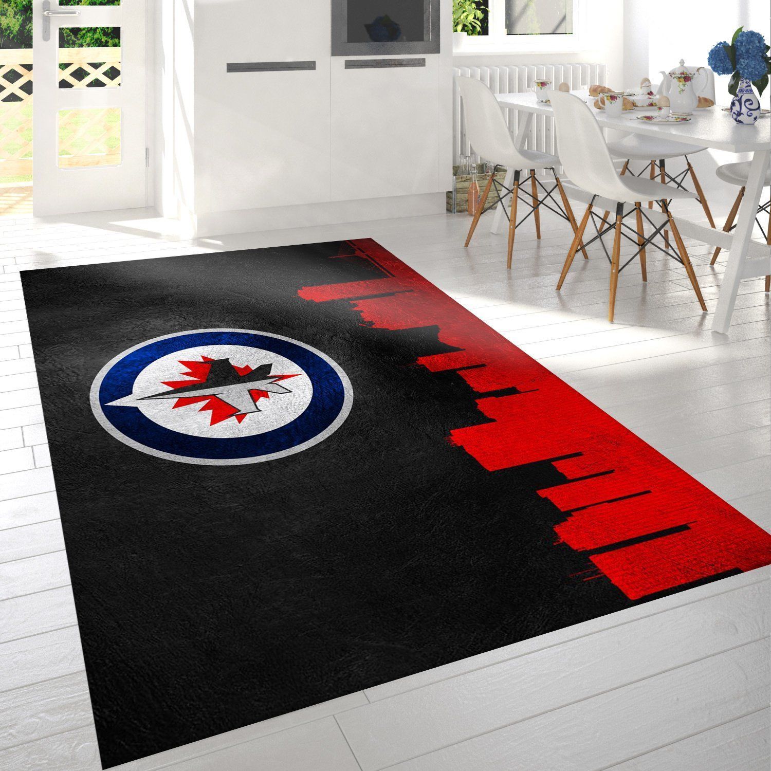 Winnipeg Jets Skyline Nfl Logo Area Rug For Gift Bedroom Rug US Gift Decor - Indoor Outdoor Rugs