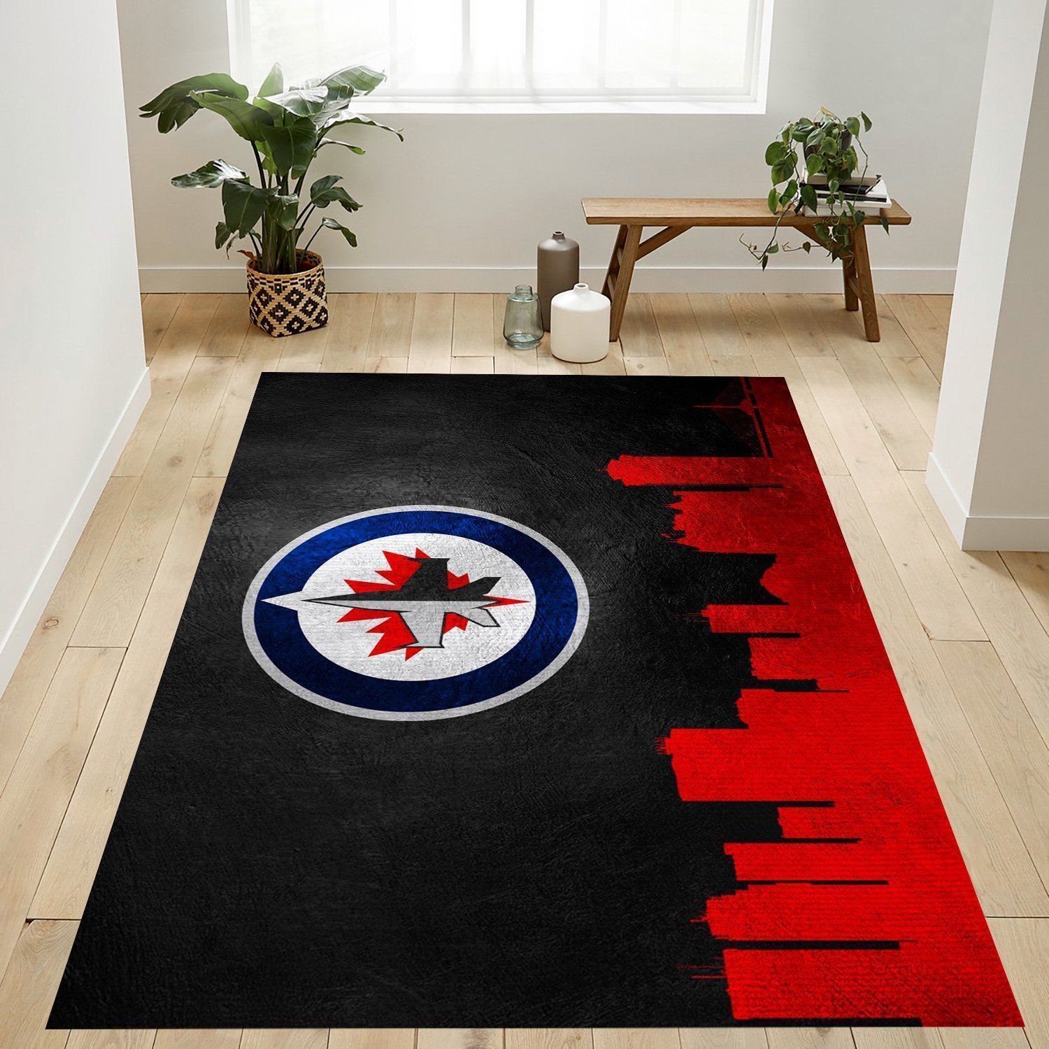 Winnipeg Jets Skyline Nfl Logo Area Rug For Gift Bedroom Rug US Gift Decor - Indoor Outdoor Rugs