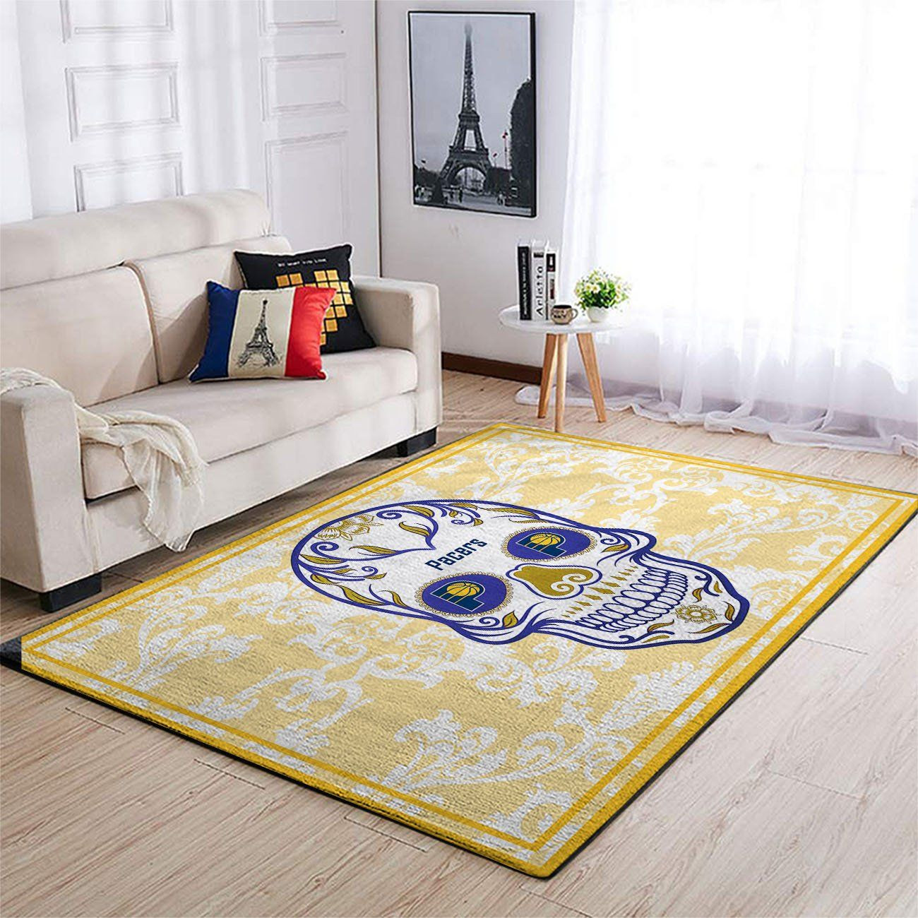 Indiana Pacers Nba Team Logo Skull Flower Style Nice Gift Home Decor Rectangle Area Rug - Indoor Outdoor Rugs