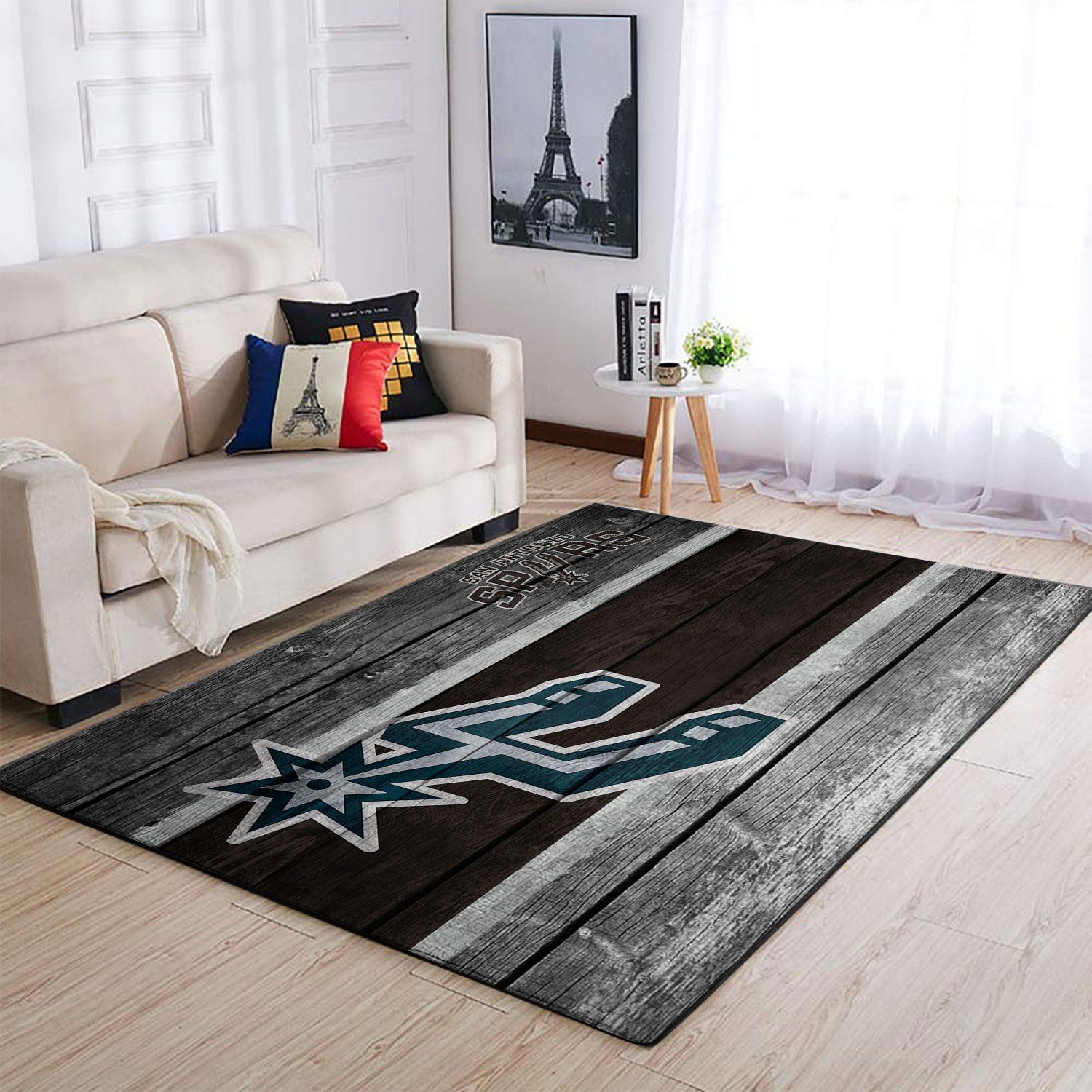 San Antonio Spurs Nba Team Logo Wooden Style Nice Gift Home Decor Rectangle Area Rug - Indoor Outdoor Rugs