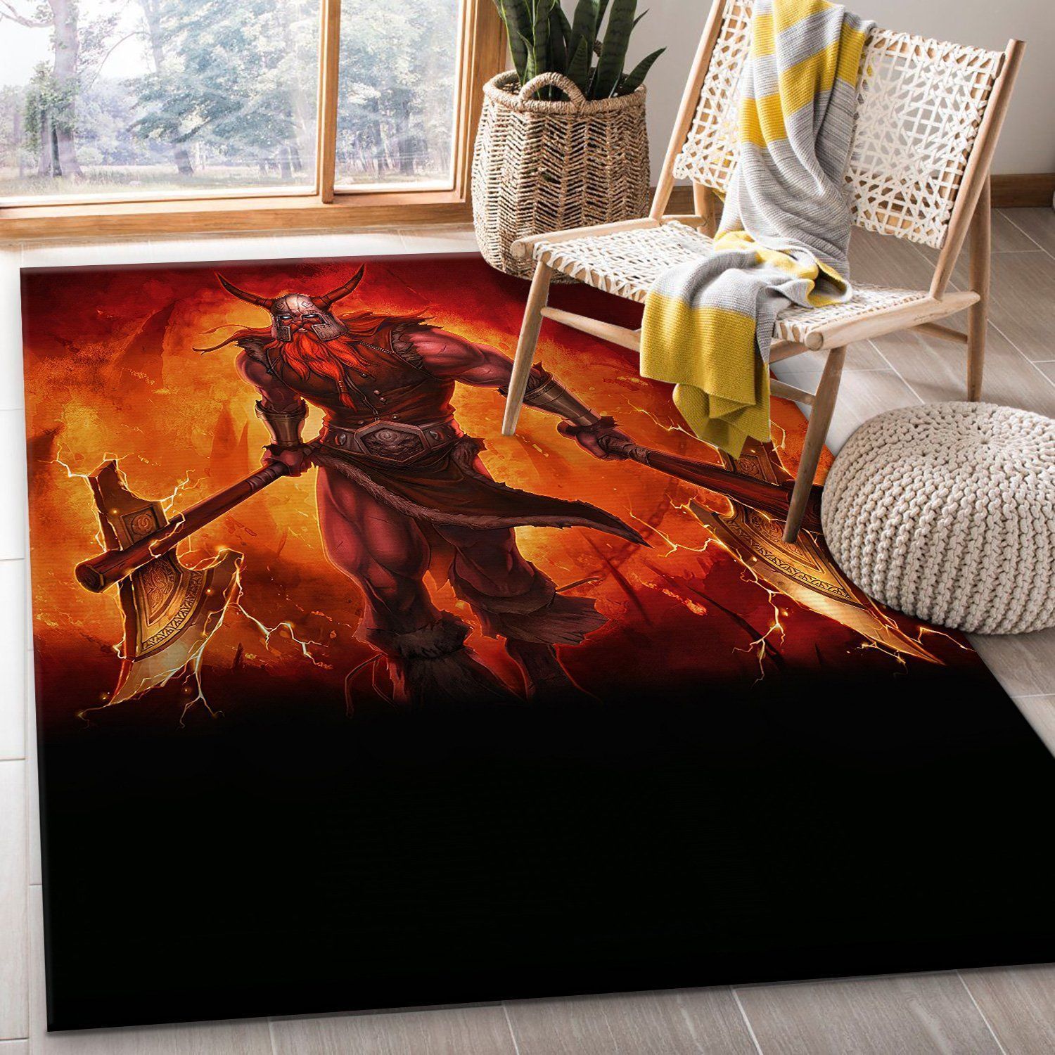 Odin Viking Area Rug Geeky Carpet home decor Bedroom Living Room decor - Indoor Outdoor Rugs