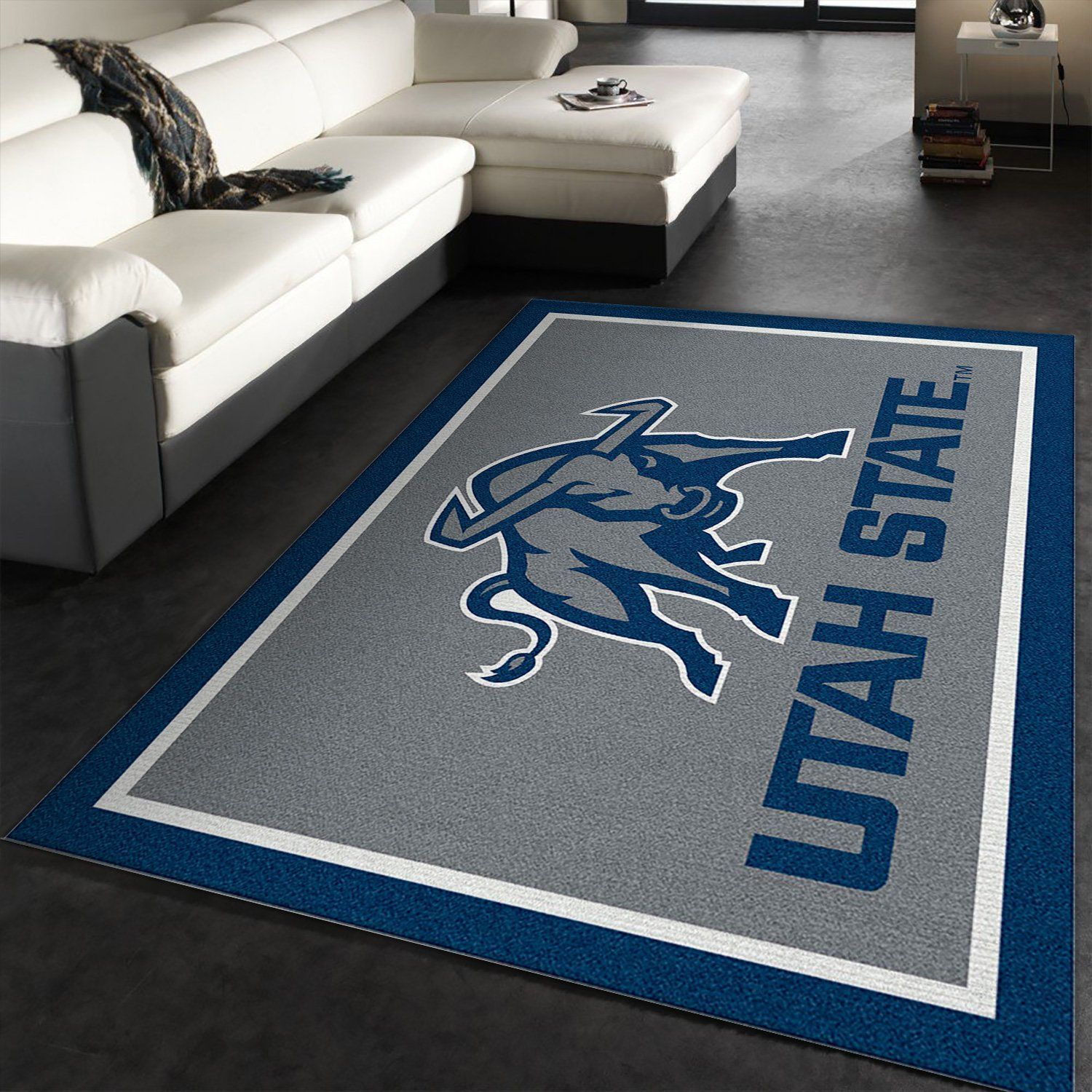 College Spirit Utah State Sport Area Rug Team Logo Family Gift US Decor - Indoor Outdoor Rugs