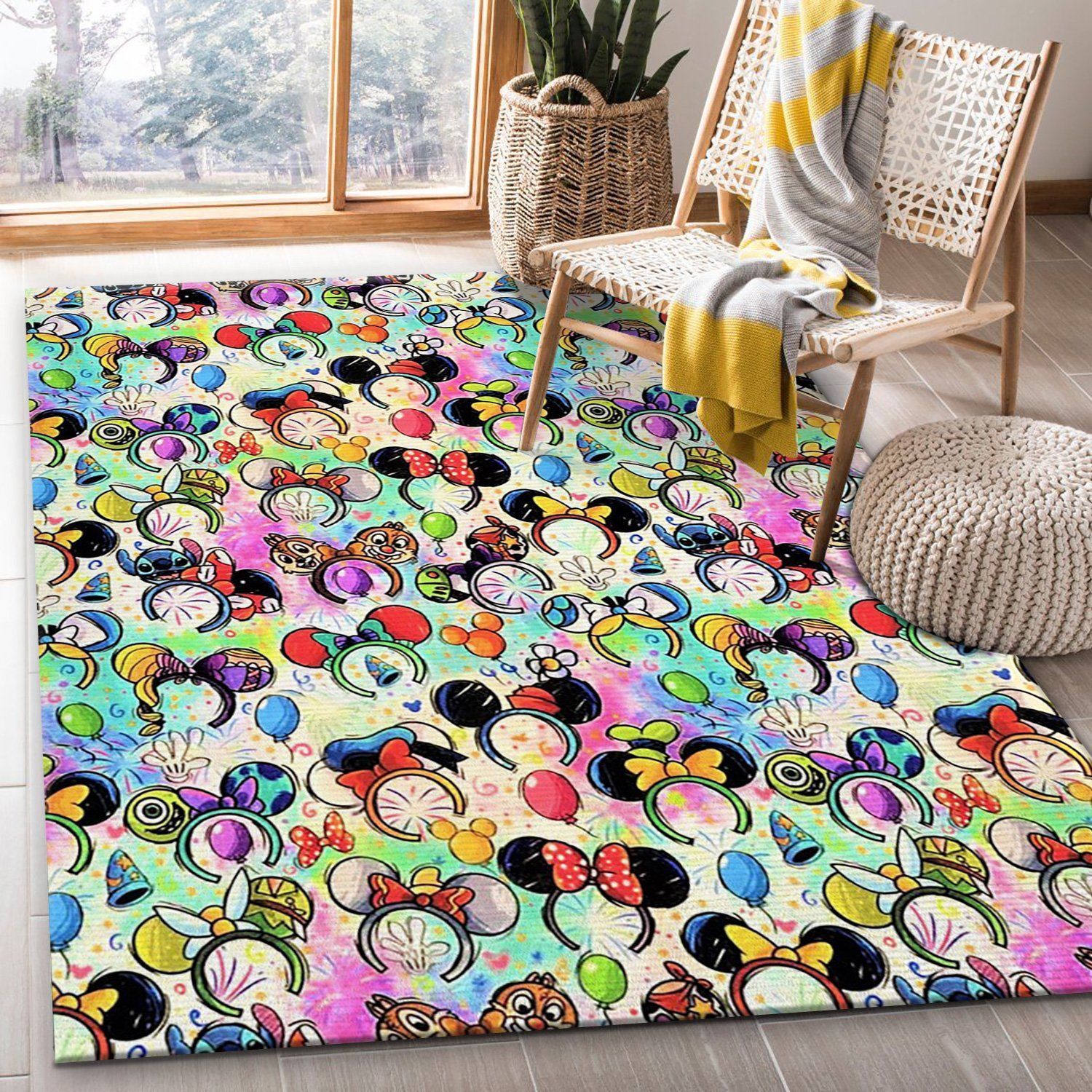 Miss Mac Fabric Disney Snacks Area Rug, Living room and bedroom Rug, US Gift Decor - Indoor Outdoor Rugs