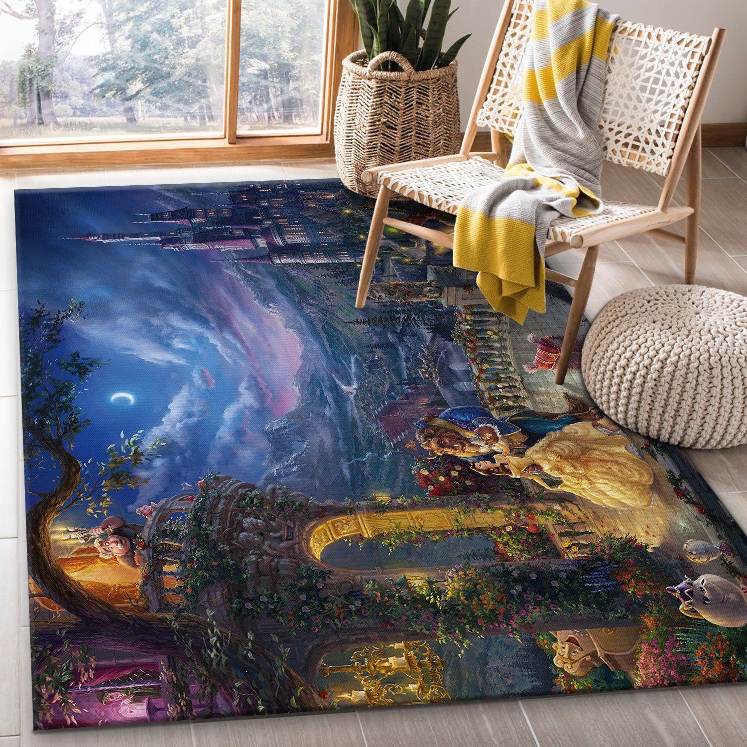 Beauty and The Beast rug Disney rug Floor Decor The US Decor - Indoor Outdoor Rugs