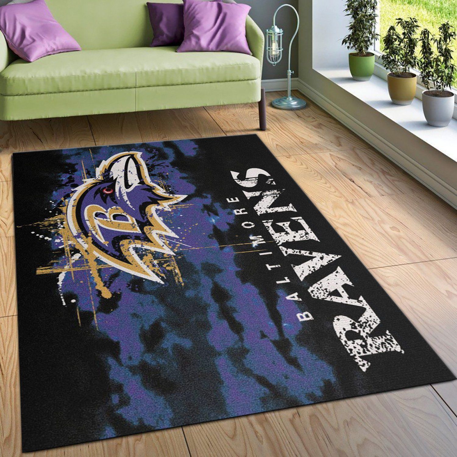 Baltimore Ravens Fade Rug Nfl Team Area Rug, Kitchen Rug, Home US Decor - Indoor Outdoor Rugs