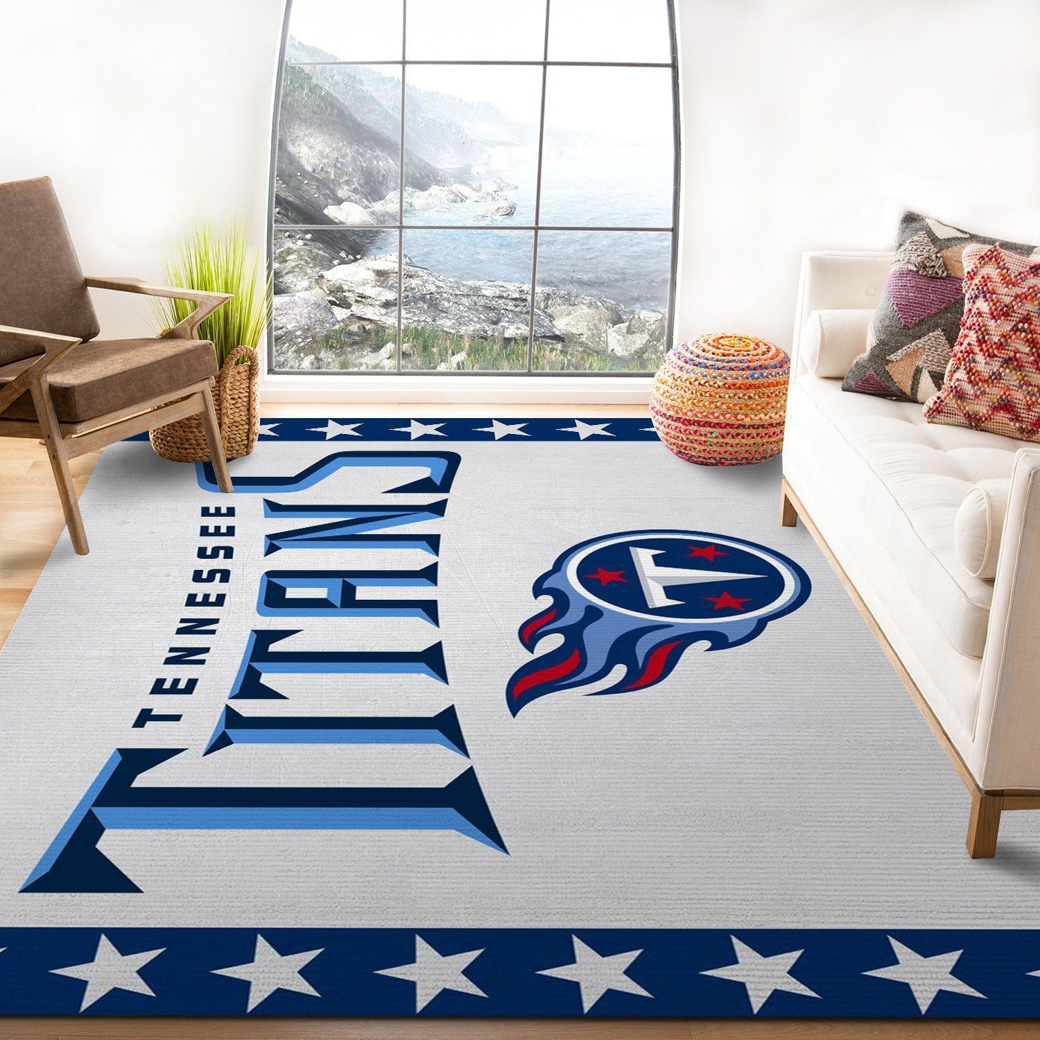 Tennessee Titans Banner Nfl Team Logo Rug Living Room Rug Home US Decor - Indoor Outdoor Rugs