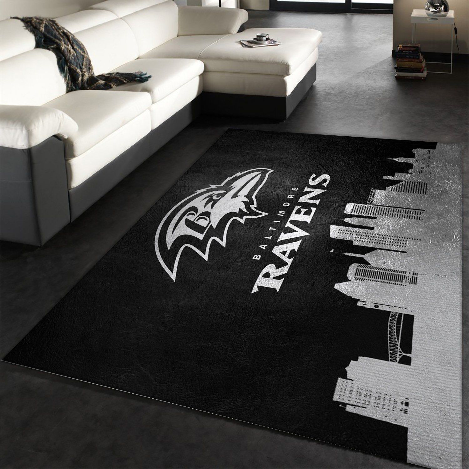 Baltimore Ravens Skyline NFL Team Logos Area Rug, Living room and bedroom Rug, Christmas Gift US Decor - Indoor Outdoor Rugs