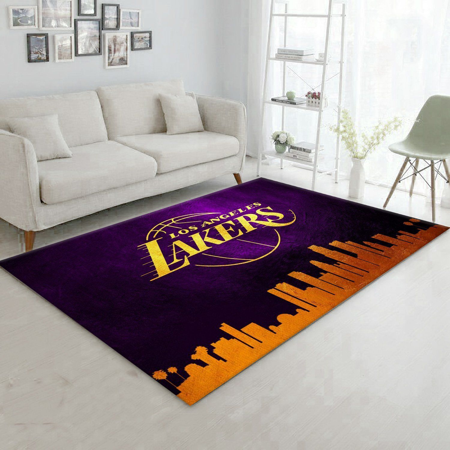 Los Angeles Lakers Skyline Area Rug Carpet, Bedroom, Christmas Gift US Decor - Indoor Outdoor Rugs