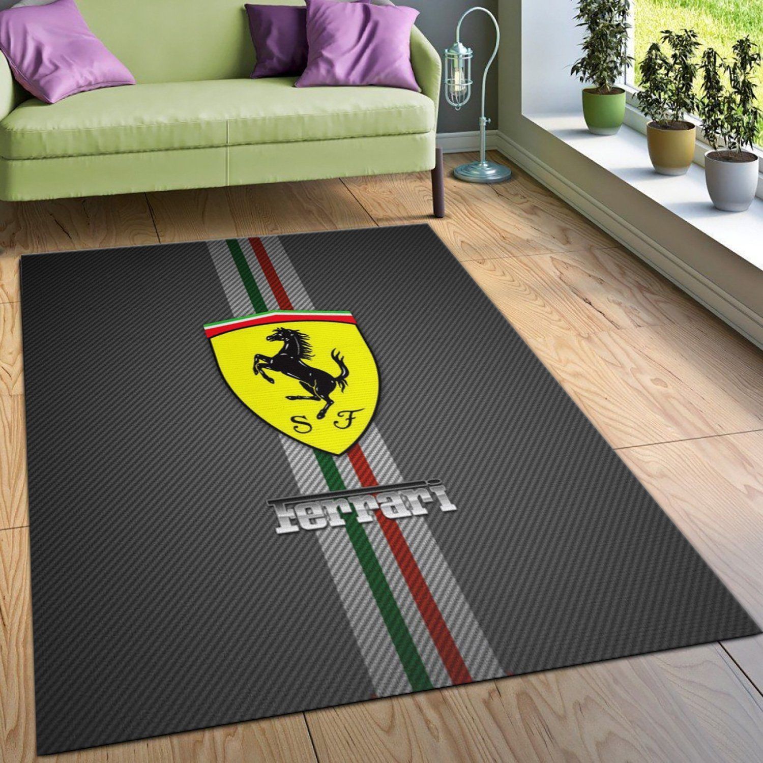 Ferrari Logo Area Rug For Christmas Living Room Christmas Gift US Decor - Indoor Outdoor Rugs