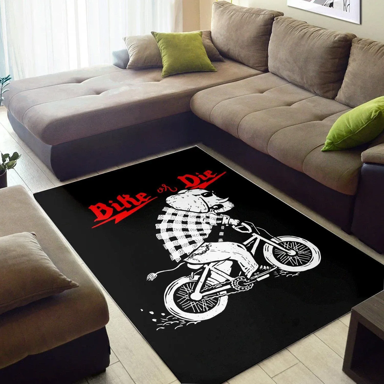 Bike Or Die  Area Rug ,  Christmas Gift, Floor Decor Home Decor - Indoor Outdoor Rugs