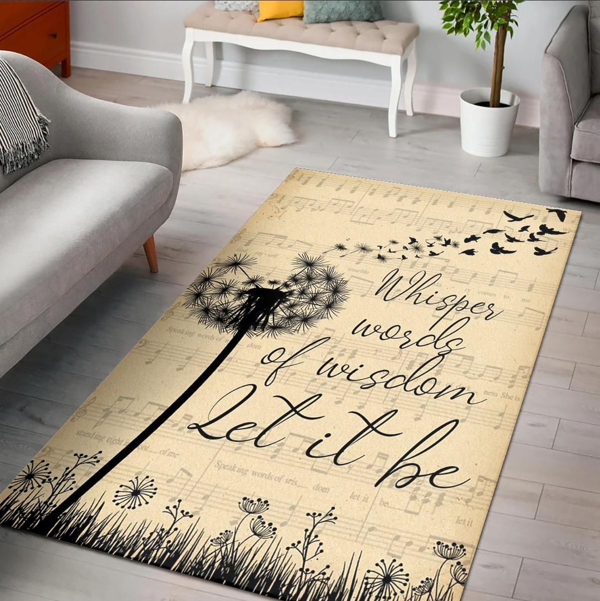 Dandelion Let It Be Whisper Words Of Wisdom Area Rug Rugs For Living Room Rug Home Decor - Indoor Outdoor Rugs