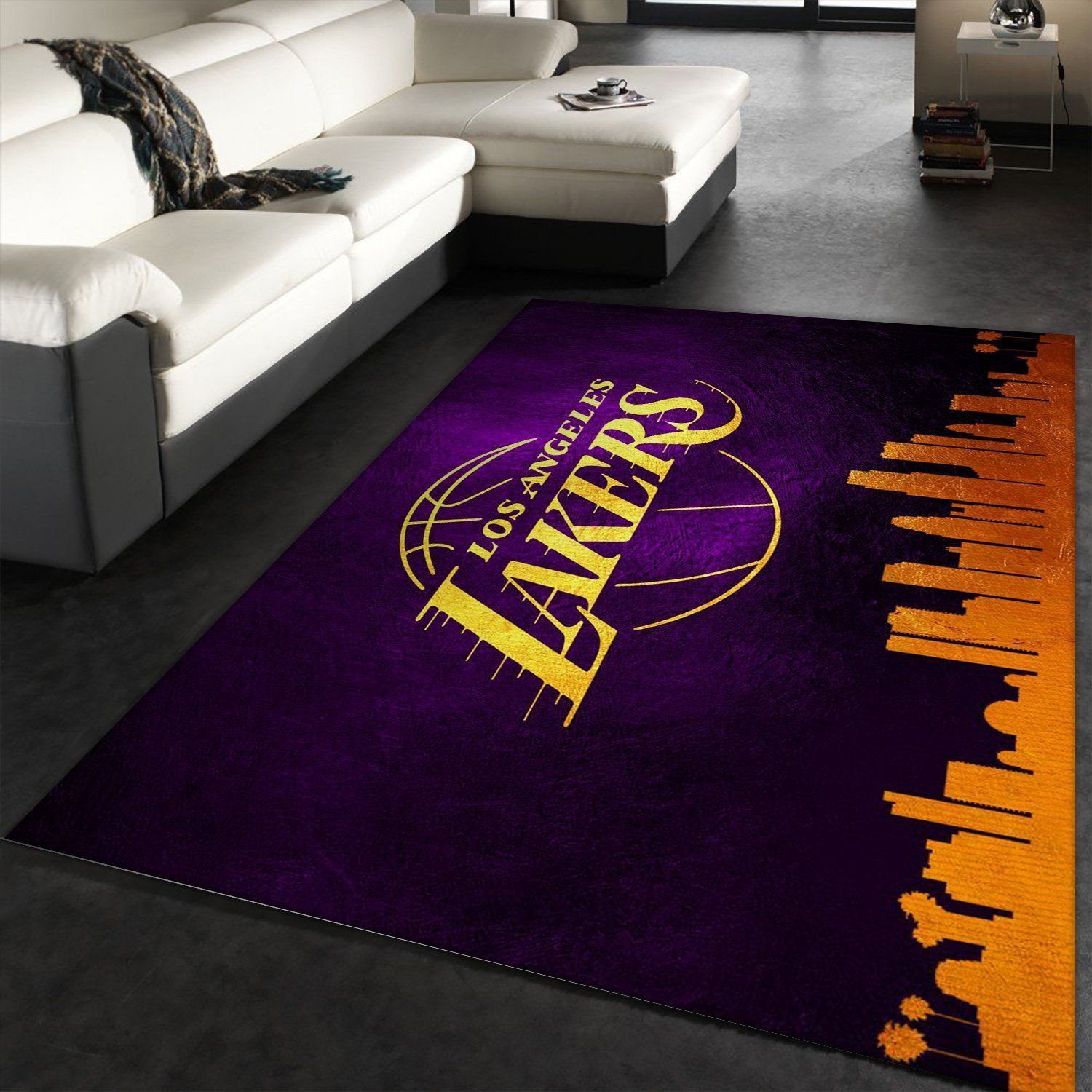 Los Angeles Lakers Skyline Area Rug Carpet, Bedroom, Christmas Gift US Decor - Indoor Outdoor Rugs