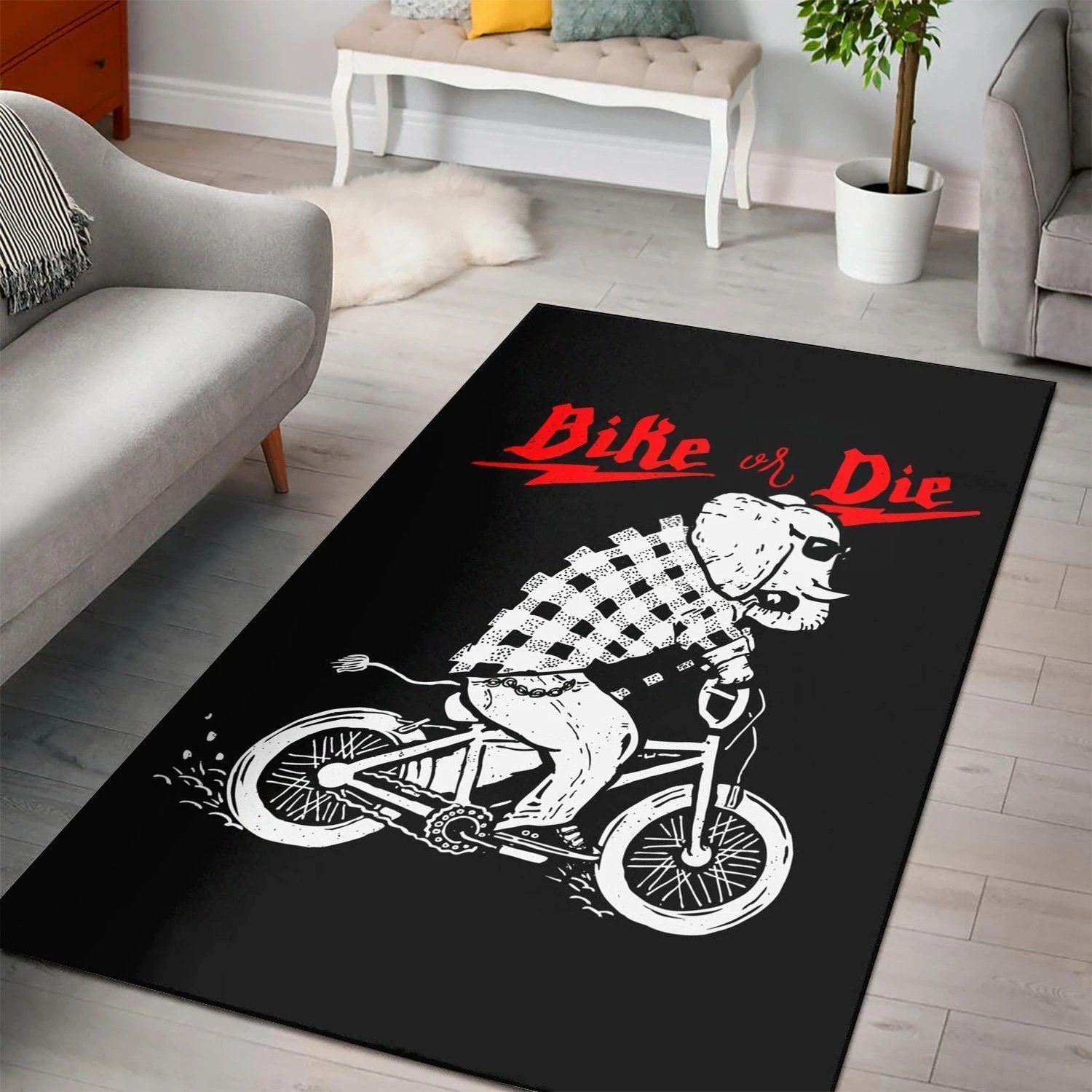 Bike Or Die  Area Rug ,  Christmas Gift, Floor Decor Home Decor - Indoor Outdoor Rugs