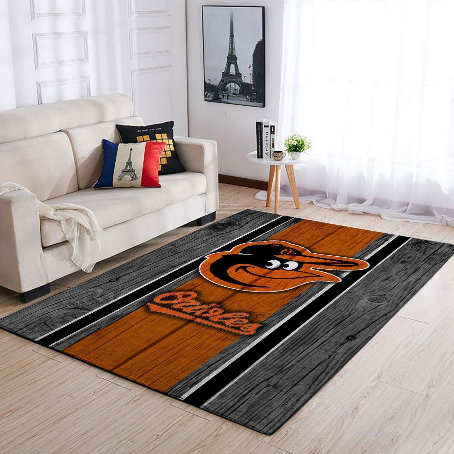 Baltimore Orioles Mlb Team Logo Wooden Style Style Nice Gift Home Decor Rectangle Area Rug - Indoor Outdoor Rugs