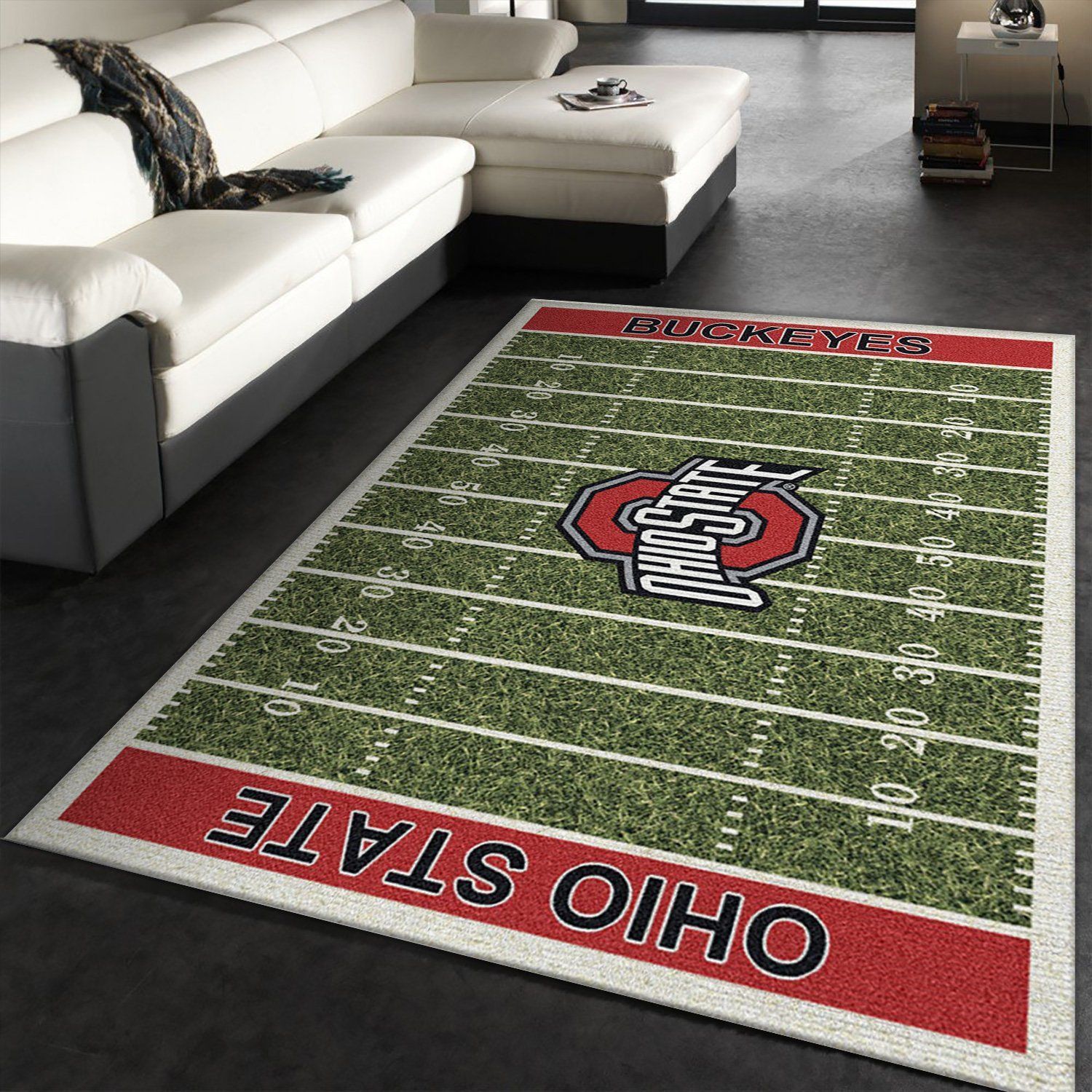 College Ohio State NFL Team Logo Area Rug, Kitchen Rug, US Gift Decor - Indoor Outdoor Rugs