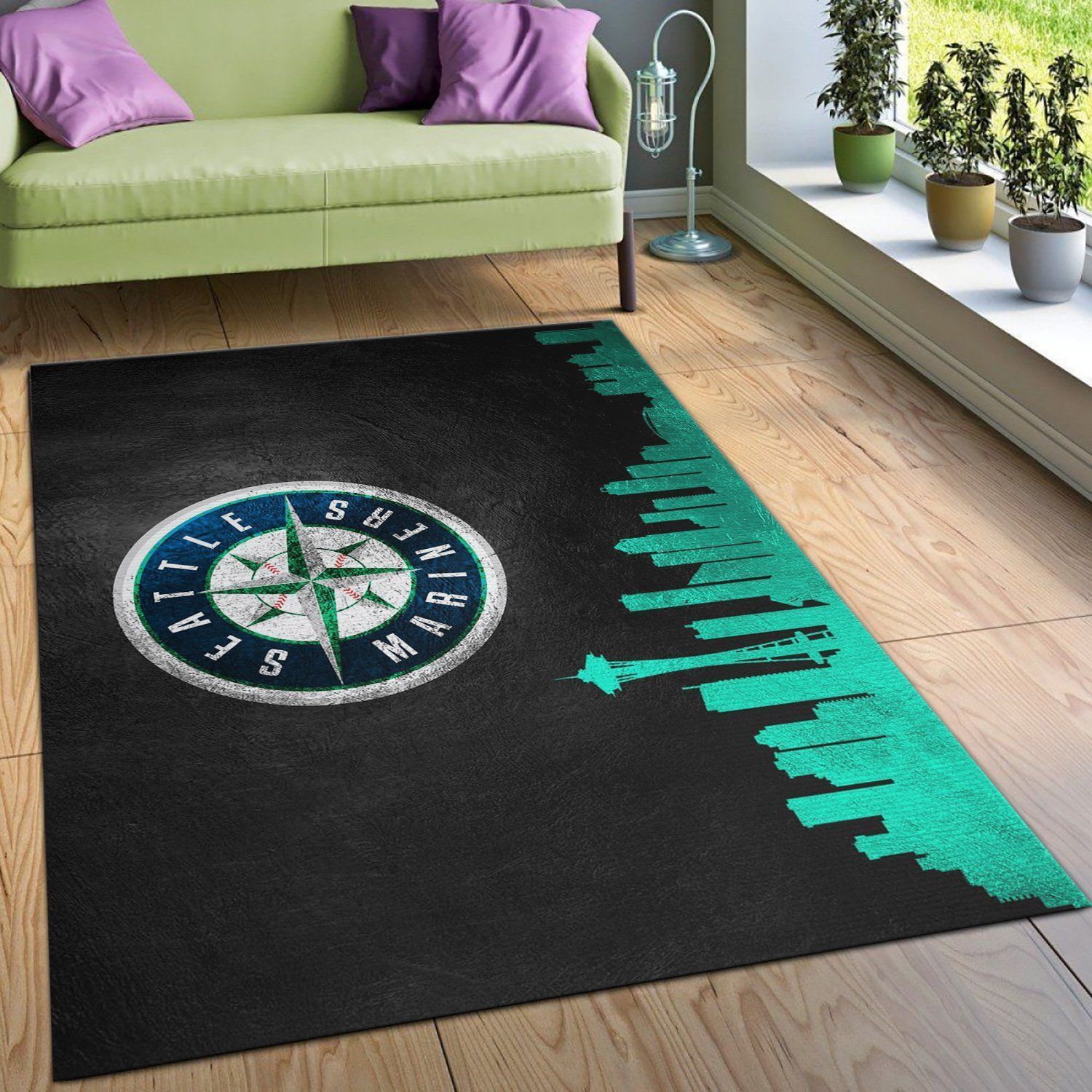 Seattle Mariners Skyline Area Rug Carpet, Living Room Rug, Home US Decor - Indoor Outdoor Rugs