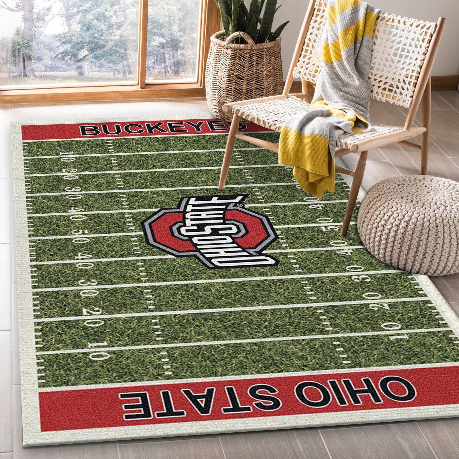 College Ohio State NFL Team Logo Area Rug, Kitchen Rug, US Gift Decor - Indoor Outdoor Rugs