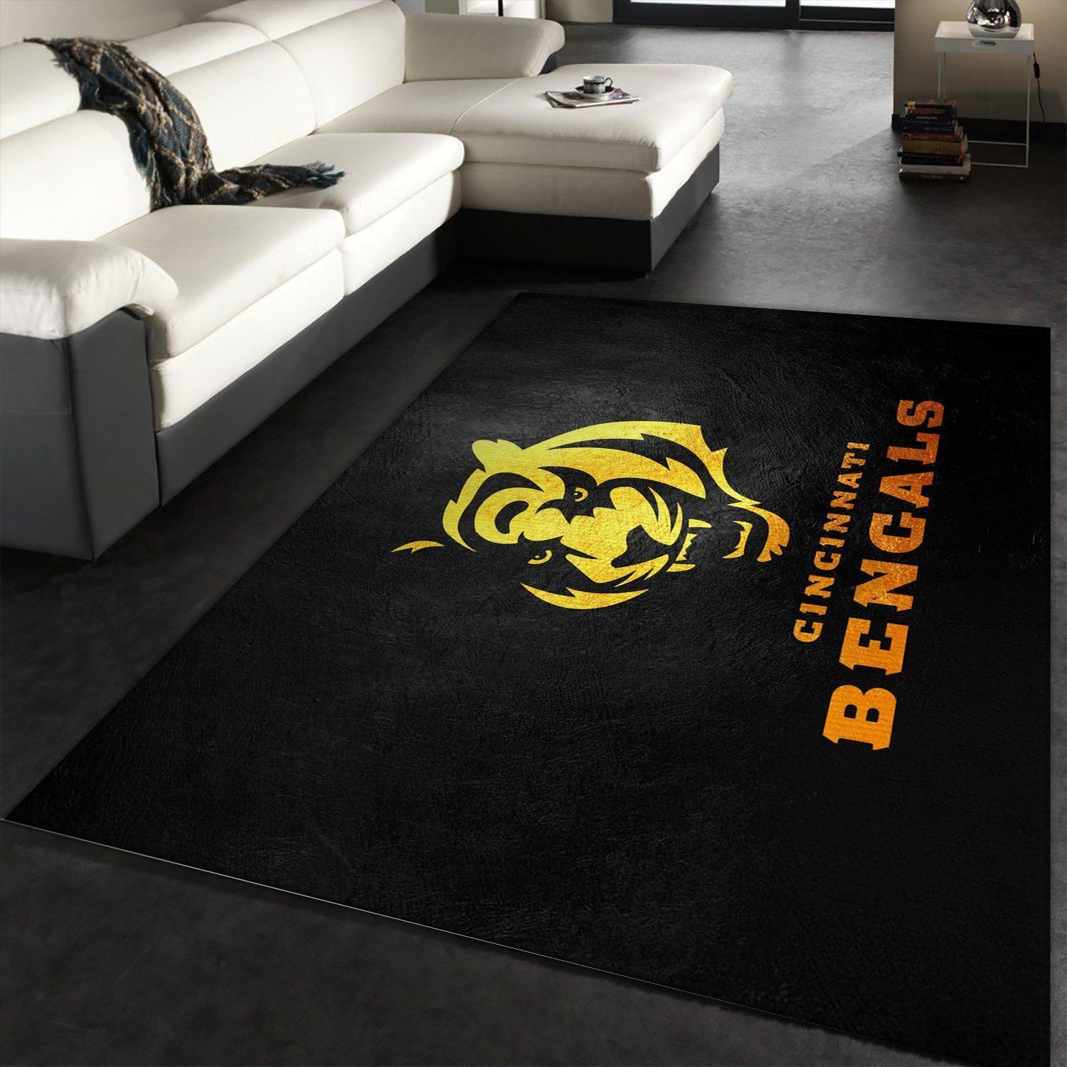 Cincinnati Bengals Gold NFL Area Rug, Living room and bedroom Rug, Family Gift US Decor - Indoor Outdoor Rugs