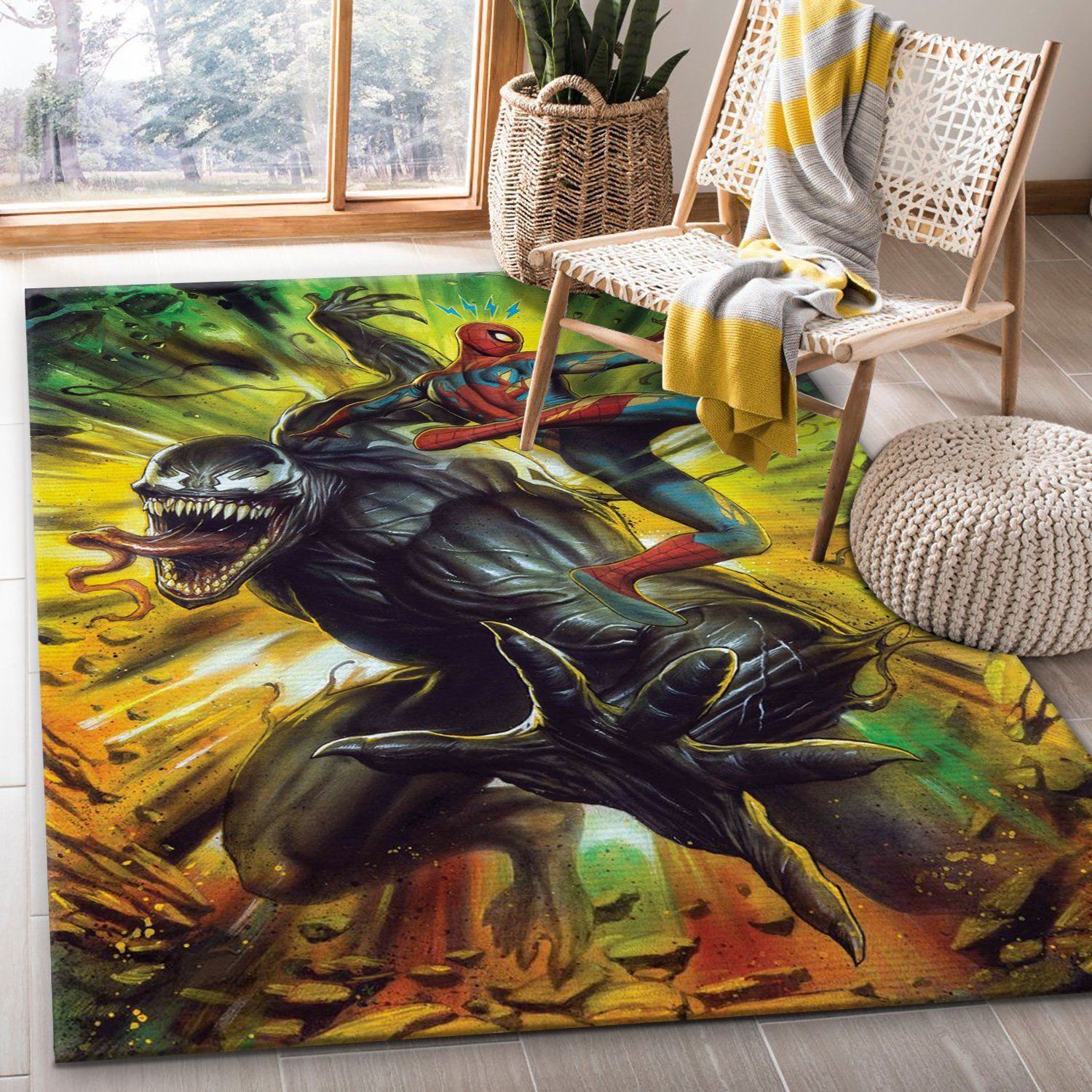 Venom Vs Spider Man Marvel Rug Living Room Christmas Gift US Decor - Indoor Outdoor Rugs