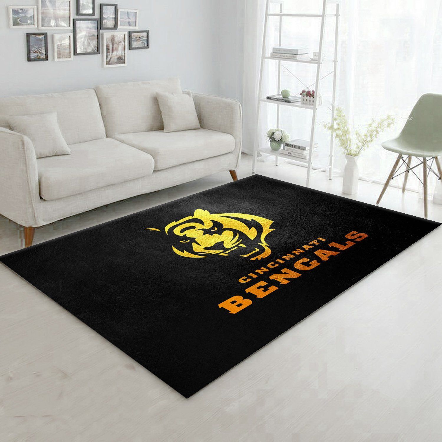 Cincinnati Bengals Gold NFL Area Rug, Living room and bedroom Rug, Family Gift US Decor - Indoor Outdoor Rugs