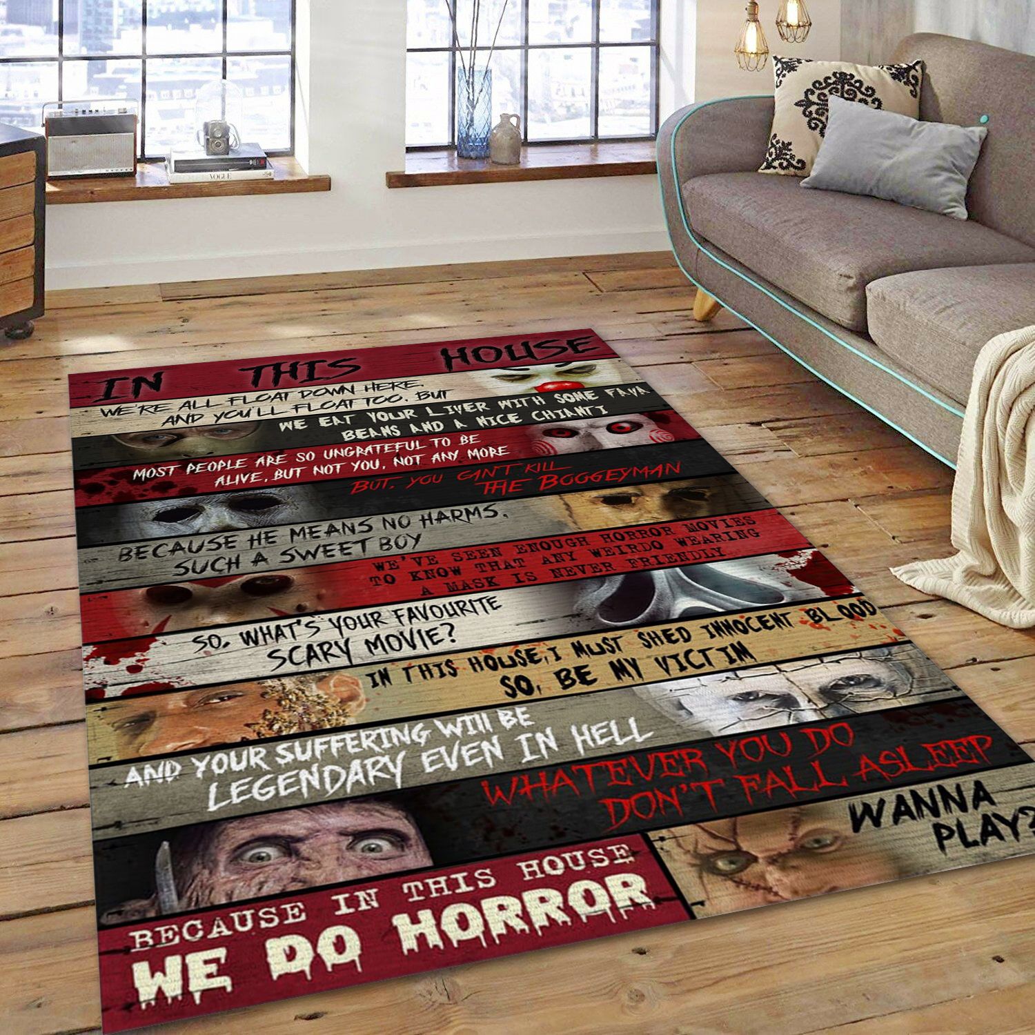 Freddy krueger jason voorhees michael myers leatherface halloween Area rug Home Decor Best Gift for Halloween - Indoor Outdoor Rugs