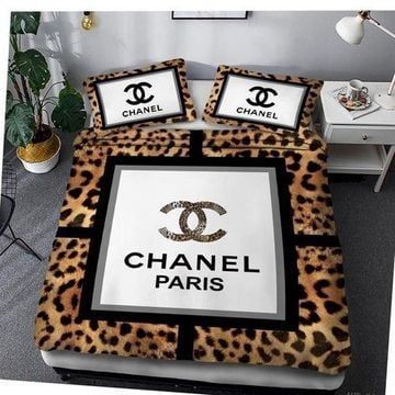 Chanel White Leopard 15 Bedding Sets Duvet Cover Sheet Cover Pillow Cases Luxury Bedroom Sets