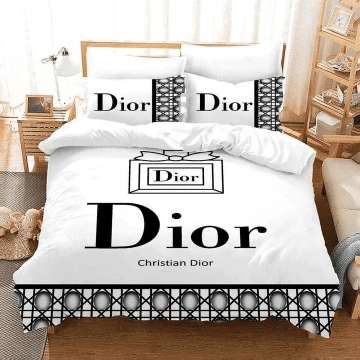 Dior White Black Bedding Sets Duvet Cover Sheet Cover Pillow Cases Luxury Bedroom Sets