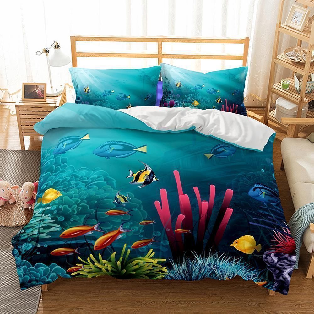 Bedding 3D Natural Scenery Underwater World Printed Bedding Cover Set