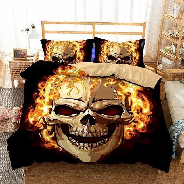 3D Skull Flame Bedding Set